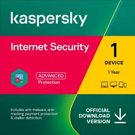   Kaspersky Internet Security 2023 | 1 Dispozitiv | 1 an | PC/Mac/Android | Antivirus și VPN securizat |Cod online